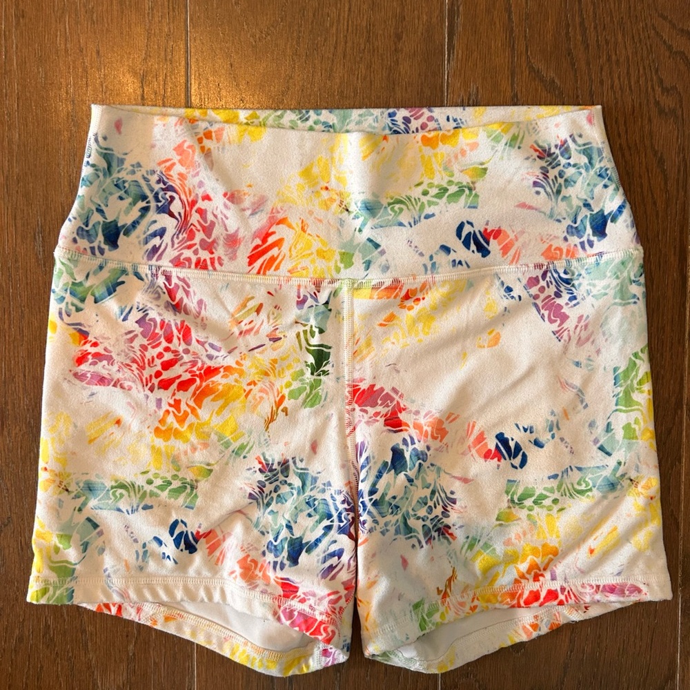 Fleo Women's True High Waist Rainbow Print Active Shorts